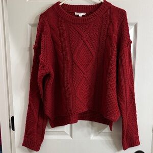 Chic Red Cable Knit Sweater